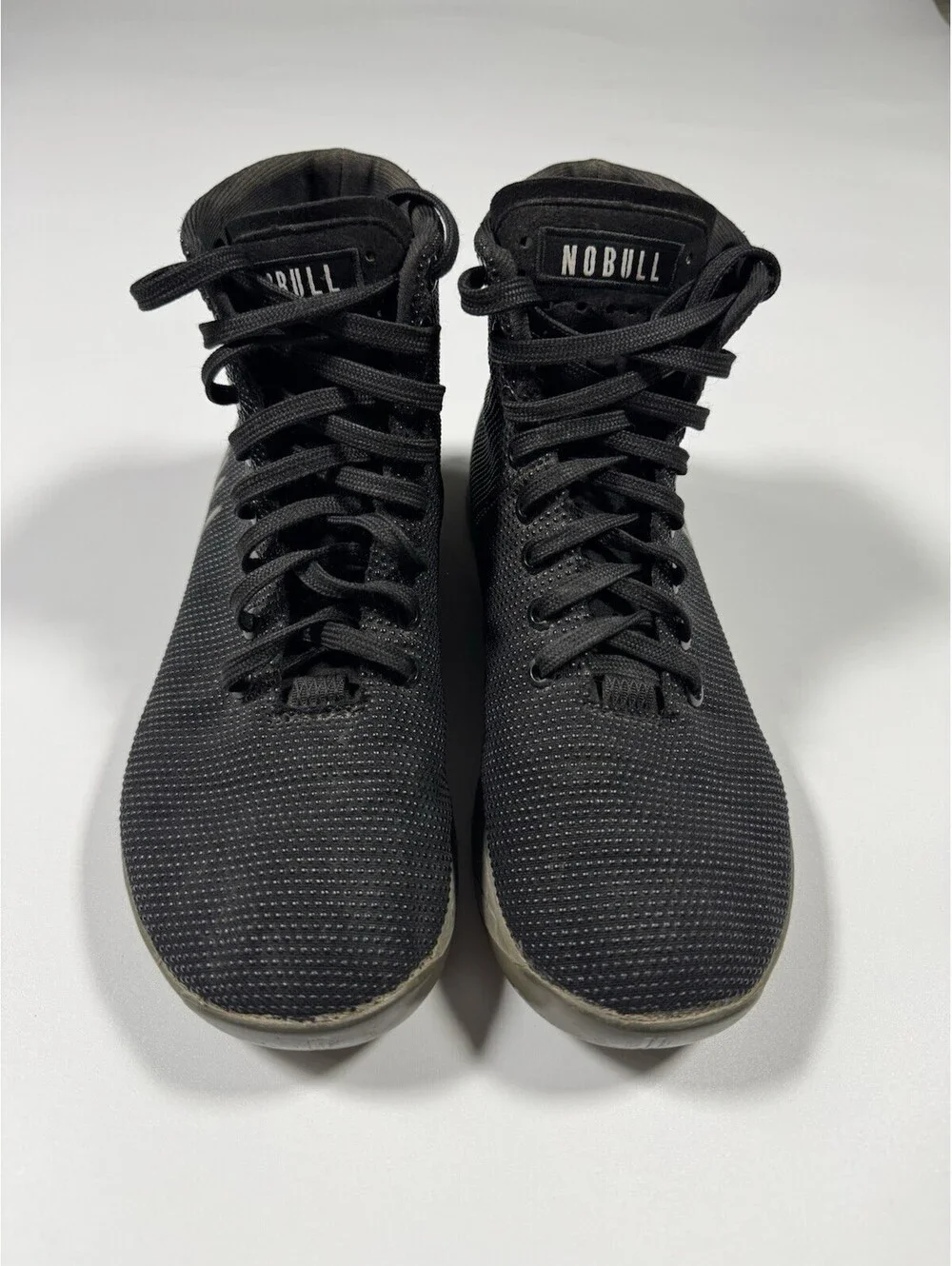 NOBULL High Top Trainer Shoes Black SuperFabric CrossFit Gym Men’s 7 Women’s 8.5
